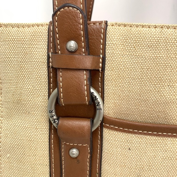 ETIENNE AIGNER Jute Canvas Shoulder Bag Purse Tote - Picture 6 of 16